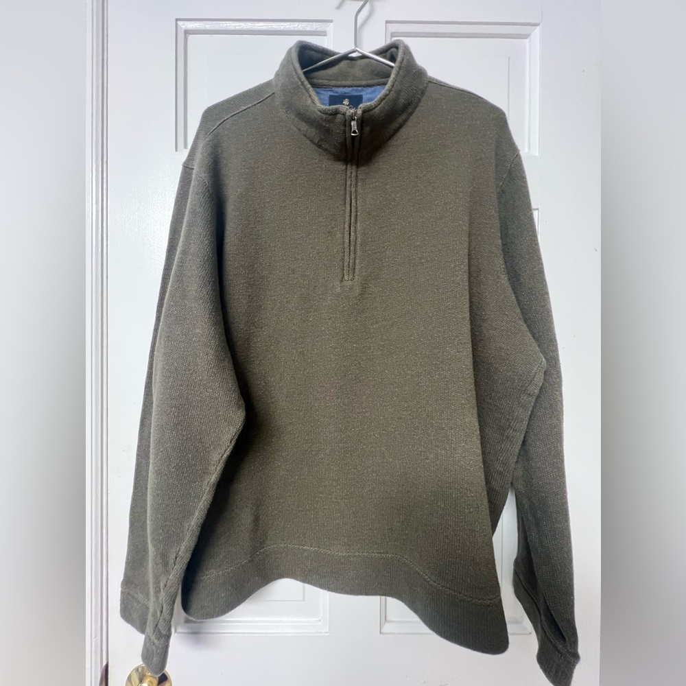 Brooks Brothers Pullover 1/4 Zip Olive Men’s Size XXL Cotton/Polyester Preowned